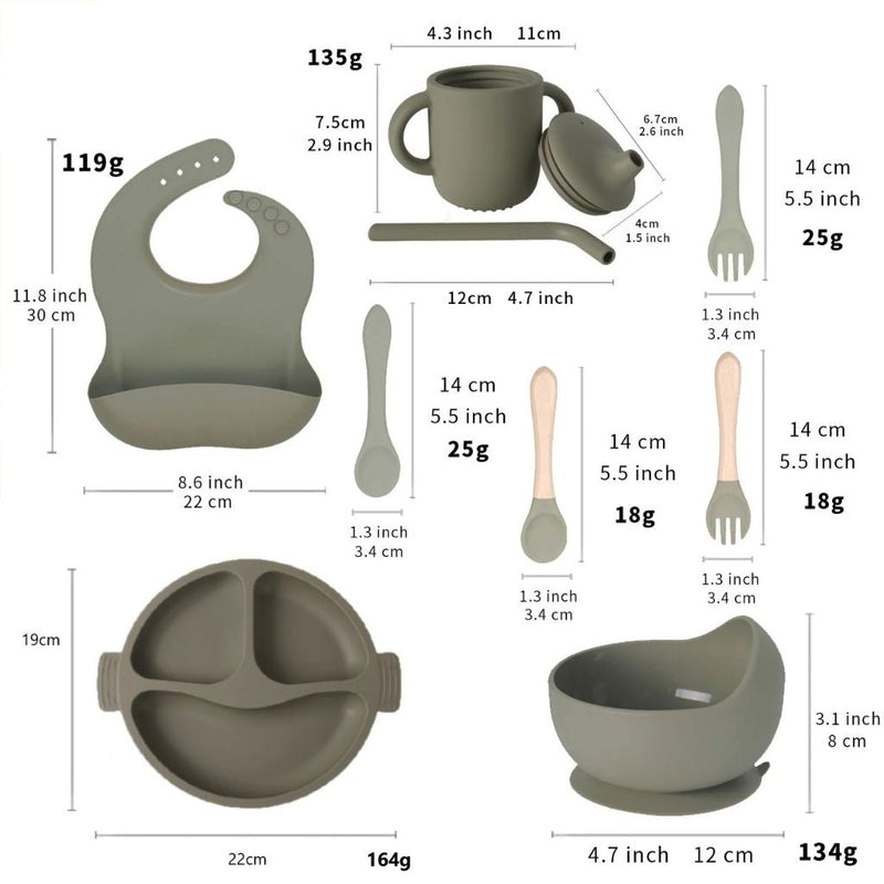 Kit Alimentação Bebê Silicone - 6 Peças Com Ventosa